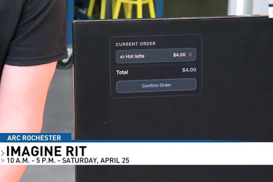 a screen displays a coffee order