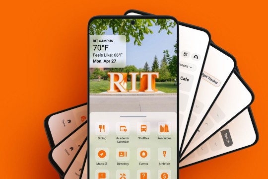 'screenshots from the new R I T mobile app'