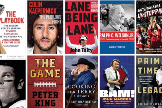 a collage of sports related books
