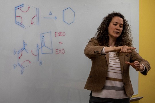 'Goudreau Collison is shown iteaching a class.'