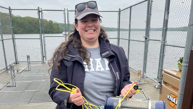 Alexandra Bros on a boat conducting research