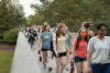 female students walking