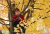 student in tree
