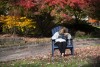 woman reading outside