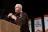 RIT President David Munson used sign language at his address.
<br><p>Photo by A. Sue Weisler</p>
