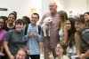 Munson with students and dog