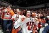 Fans show their R I T spirit during the men’s hockey game at Blue Cross Arena. 