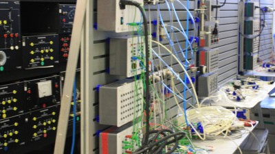 A series of test benches in the Fluid Mechanics and Fluid Power Lab.