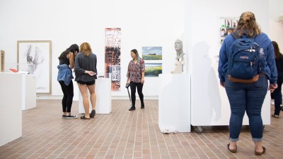 Students view work in Bevier Gallery.