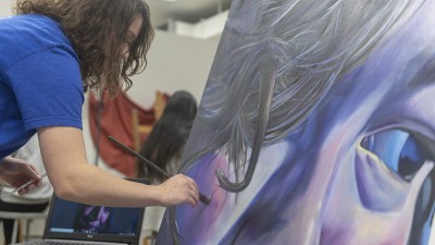 Various techniques and materials are used and practiced in this drawing and painting room — including charcoal, pastels and figure drawing.