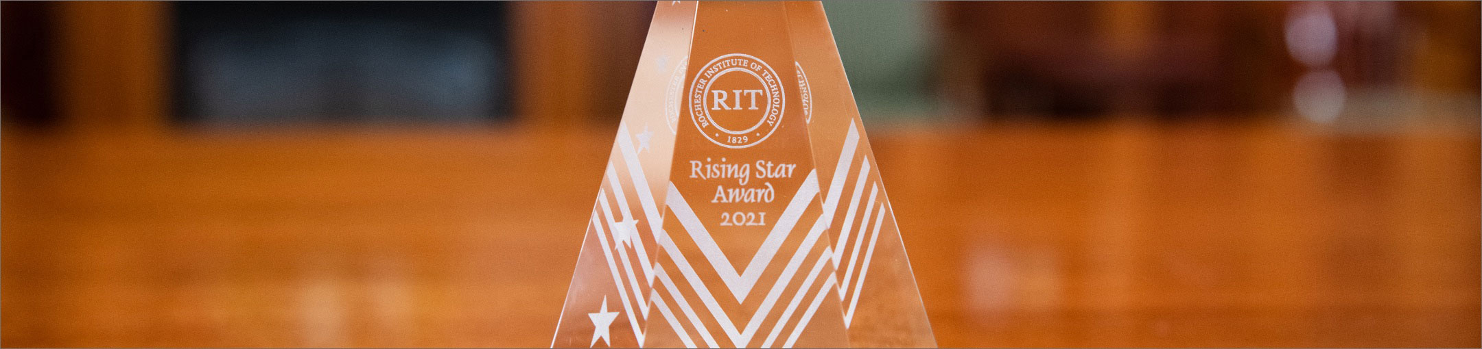 The Rising Star award sitting on a table.