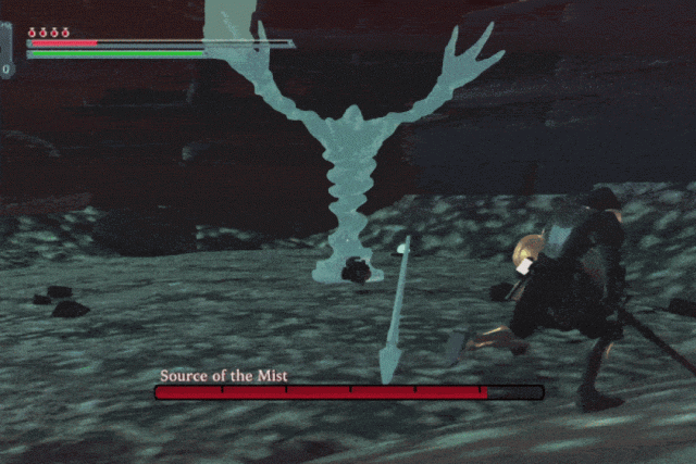 An image from the Echoes in the Mist video game with a sword and shield wielding knight.