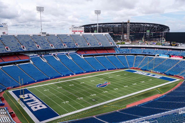 an arial view of the Biffalo Bills Highmark Stadium