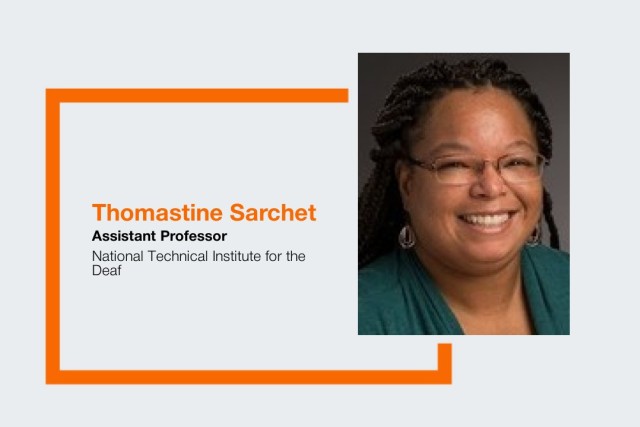 a headshot of a woman next to her name and role at R I T