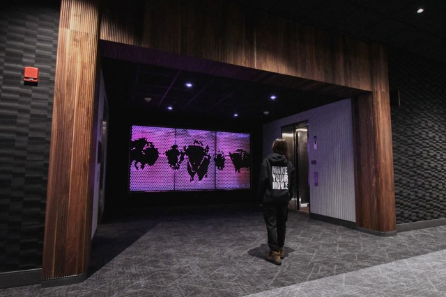 an immersive media installation at Highmark Stadium celebrates the energy of the Bills Mafia.