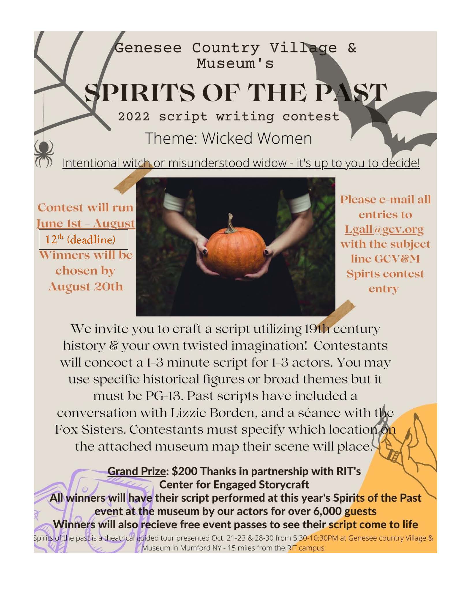 Spirits of the Past - Autumn Script Writing Contest with Genesee Country Village & Museum 
