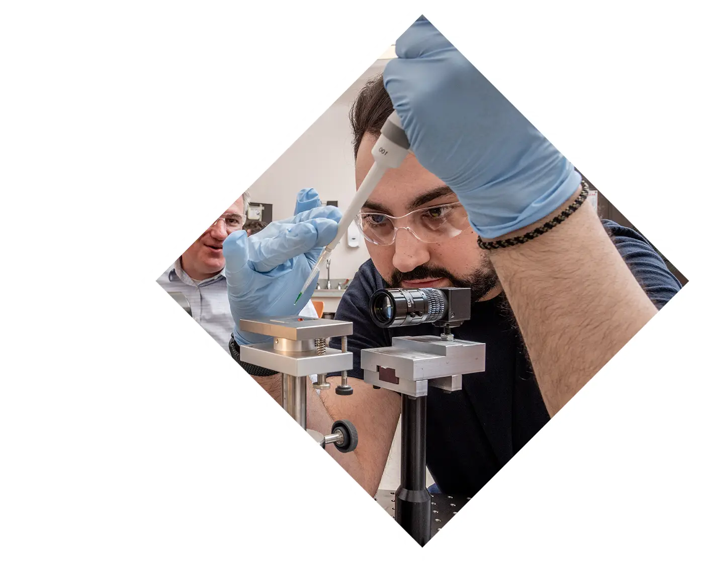 People using pipettes in a lab