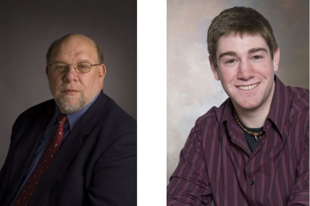 Two pictures of people posing