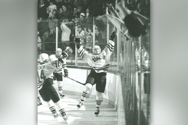 Hockey player celebrating