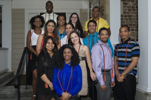 People posing for camera