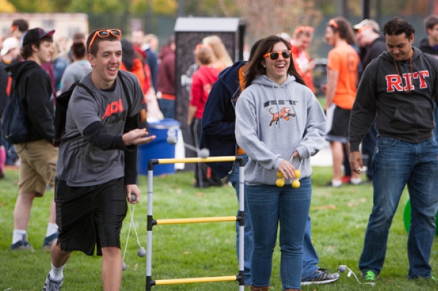 People gathered playing games