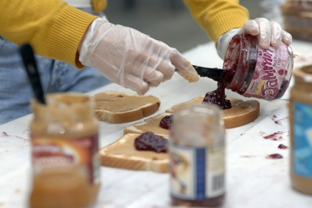 Person making sandwich