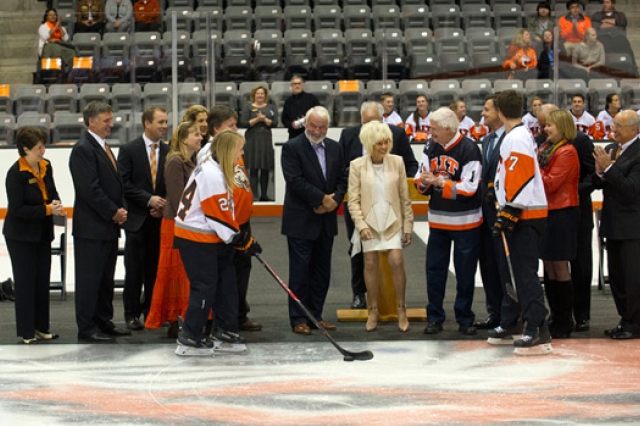 People gathered on ice 