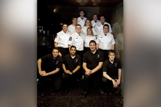 People posing for camera