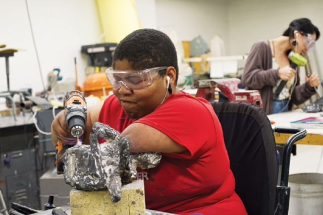 Person working on project in lab