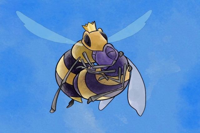 A still from the film features the queen be holding a worker