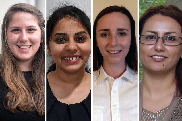 four female engineering Ph.D. students.