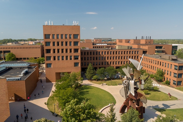 aerial view of buildings on RIT campus.