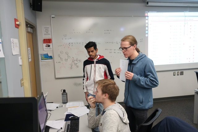 RIT students Mohammed Raeesul Irfan Riaz Ahmed, Eric Karschner, and Quinn Tucker