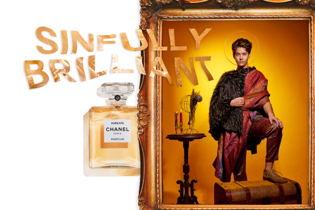 A portrait of a noble figure with the words Sinfully Brilliant.