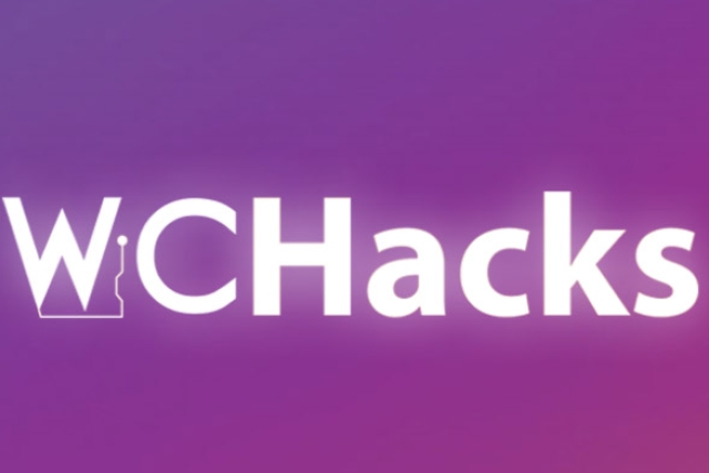 the word WICHacks appears white text is displayed over a purple background