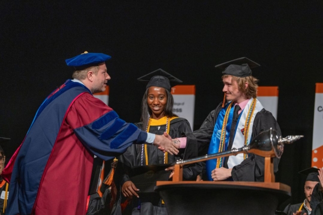 Golisano College of Computing and Information Sciences, Athina Stewart Graduate Delegate, and Skyler Herman Undergraduate Delegate during Academic Convocation on Friday, May 10, 2024, at Gordon Field House & Activities Center. 
