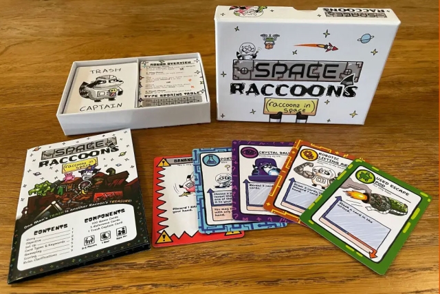 A close up of Space Raccoons: Raccoons in Space.
