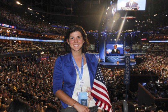 Person posing in arena