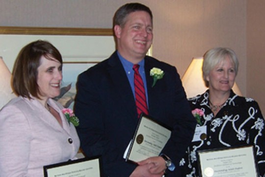 People posing for camera