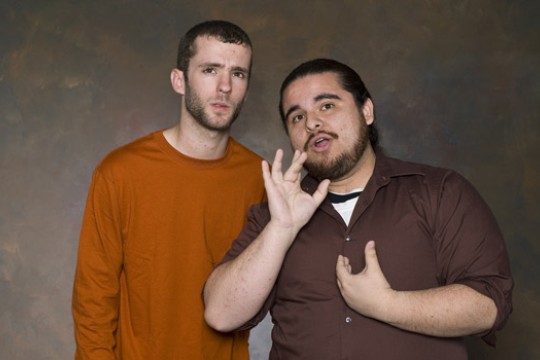 People posing for camera