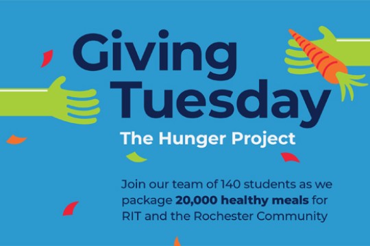 Blue Graphic of Giving Tuesday, The Hunger Project.