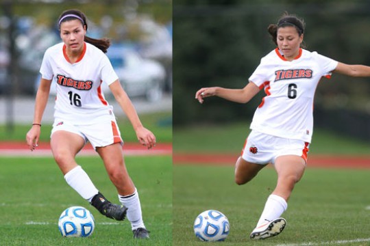 Two pictures of soccer players