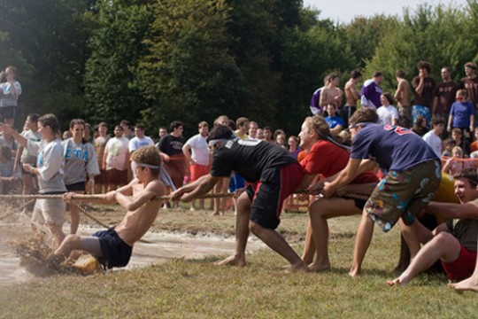People playing tug of war