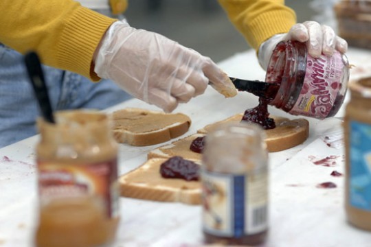 Person making sandwich