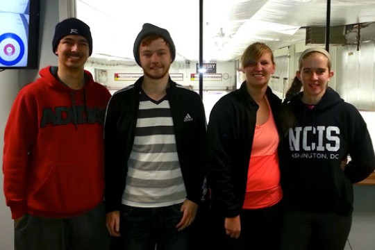 People posing for camera