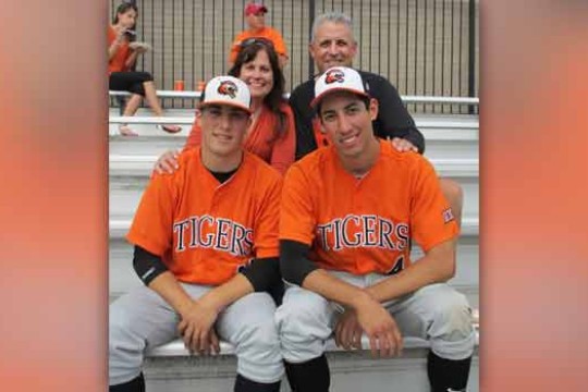 Family posing for camera