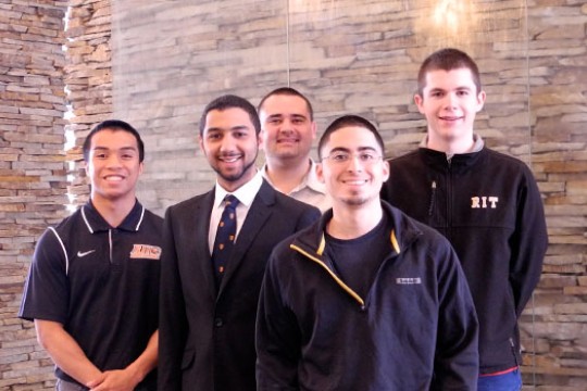 Five people gathered for picture 