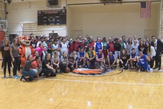 Large group shot of basketball players.
