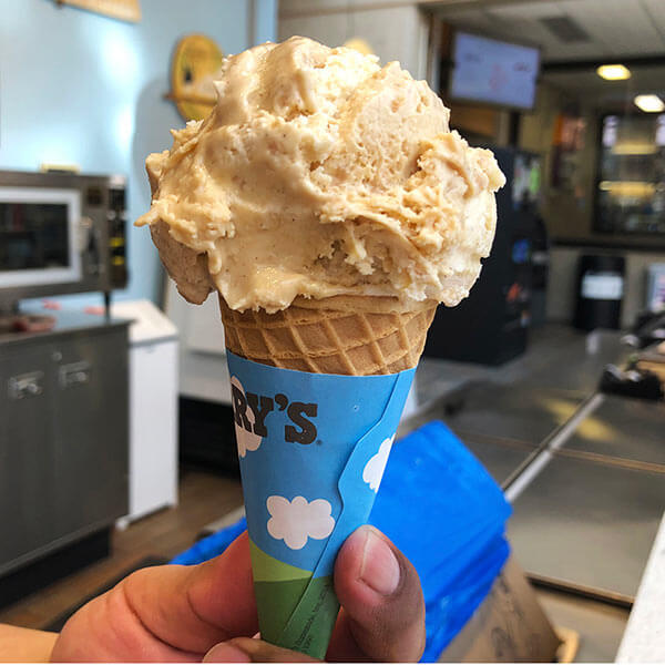 An Ice cream cone from Ben and Jerry's