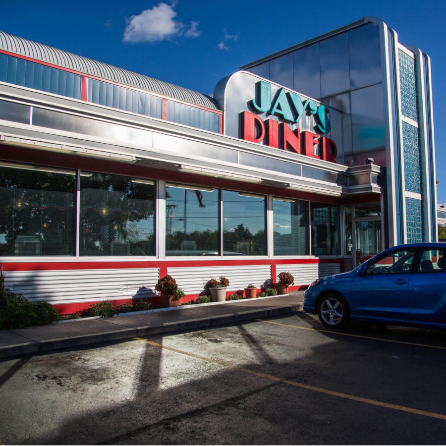 Exterior shot of Jay's Diner